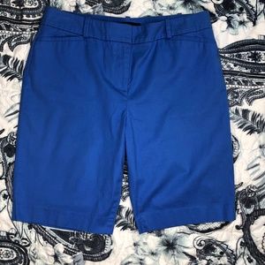 Talbots Flat Front Dress Stretch Capri Shorts Blue